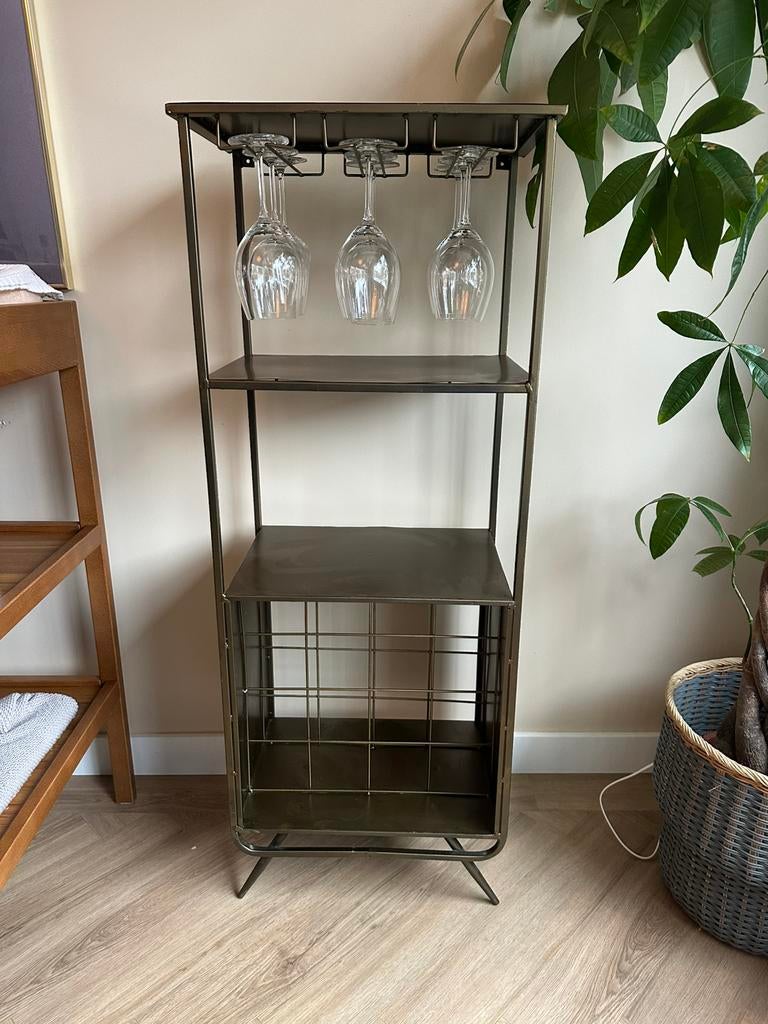 Wijnkastje / Drankenkastje met glazenhouder, Huis en Inrichting, Woonaccessoires | Wijnrekken, Ophalen, Gebruikt, 15 tot 25 flessen