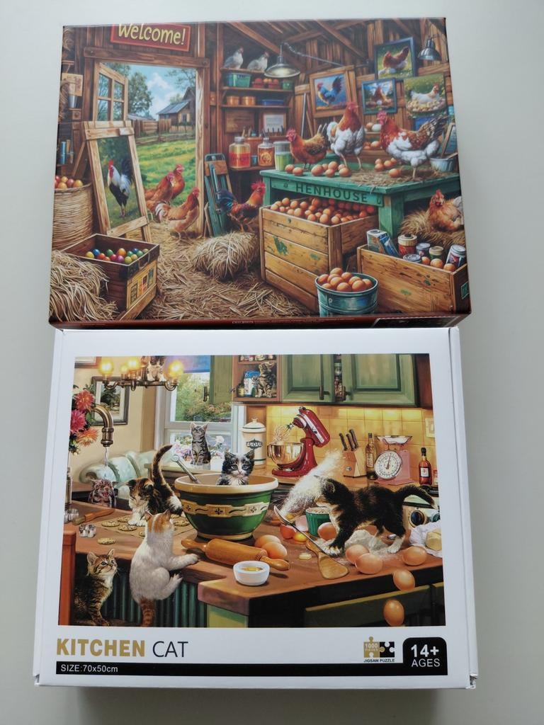 Puzzels dieren 2 stuks 1000 stukjes, Ophalen of Verzenden, 500 t/m 1500 stukjes, Zo goed als nieuw