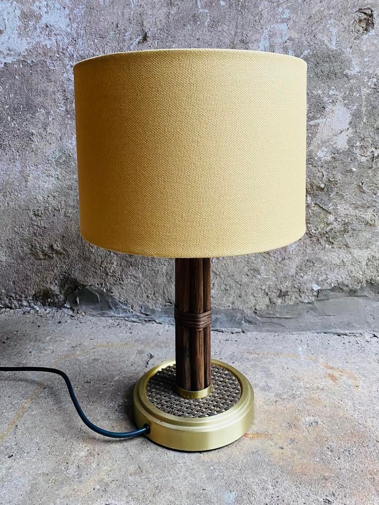 Jaren 80 manou / rotan tafellamp
