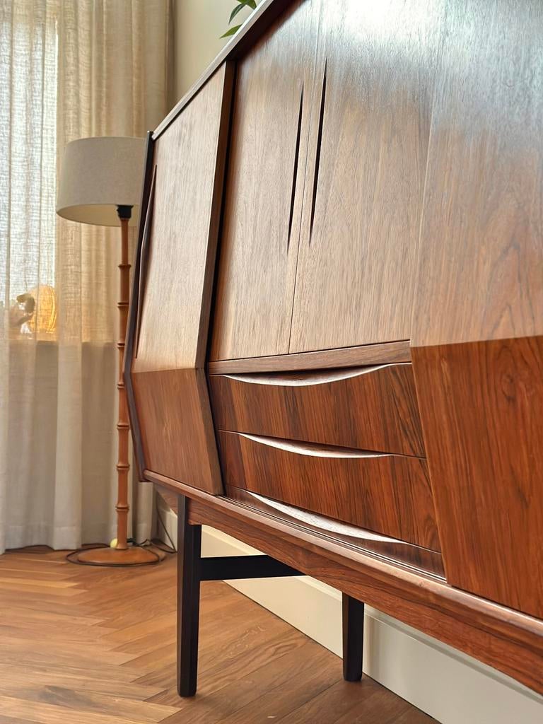 Vintage wandmeubel Deens design E.W. Bach hout jaren 50/60, Ophalen, Gebruikt, Met deur(en), 100 tot 150 cm