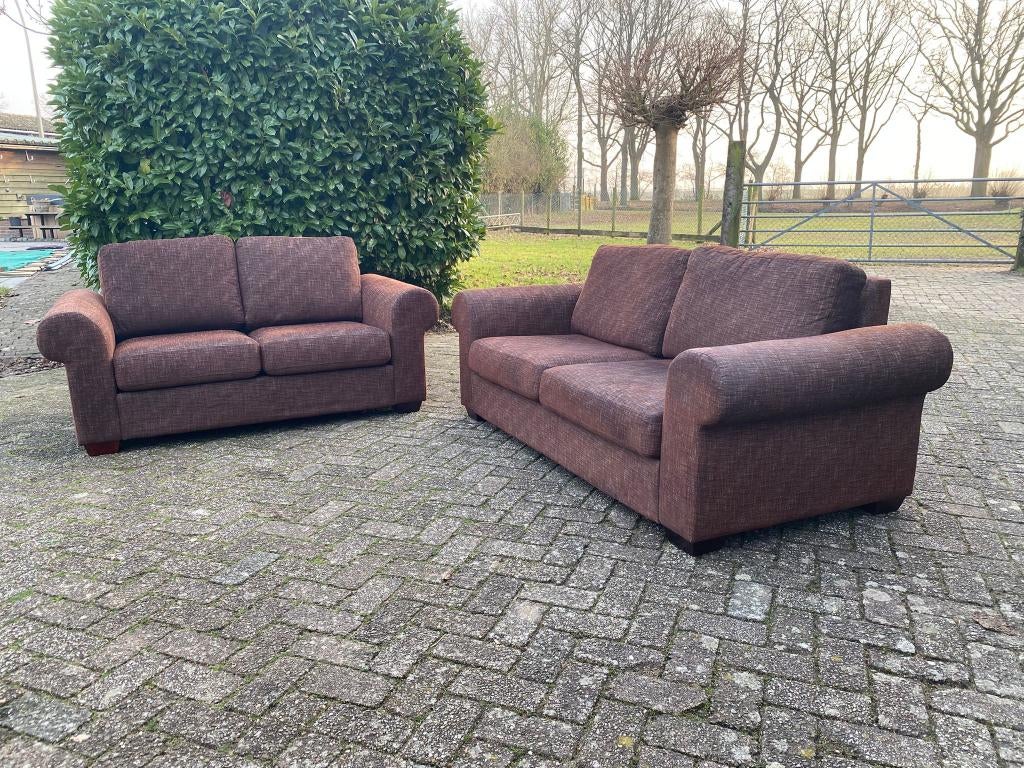 Bruin / rode bankstellen set / banken / rood bruine stof, Ophalen of Verzenden, Gebruikt, Stof