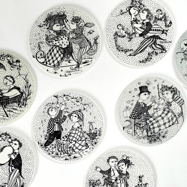 Deens vintage WANDBORDJE Bjorn Wiinblad Nymolle Denmark MCM, Antiek en Kunst, Antiek | Wandborden en Tegels, Ophalen of Verzenden