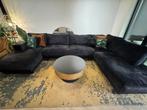 Ruime U-vormige bank van antraciet velvet, Ophalen, Gebruikt, Hoekbank, 300 cm of meer