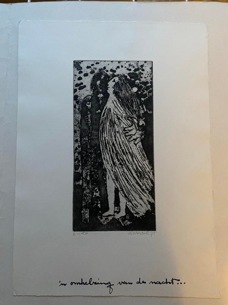 Ans Wortel - ‘n omhelzing van de nacht (Grafiek), Antiek en Kunst, Ophalen of Verzenden