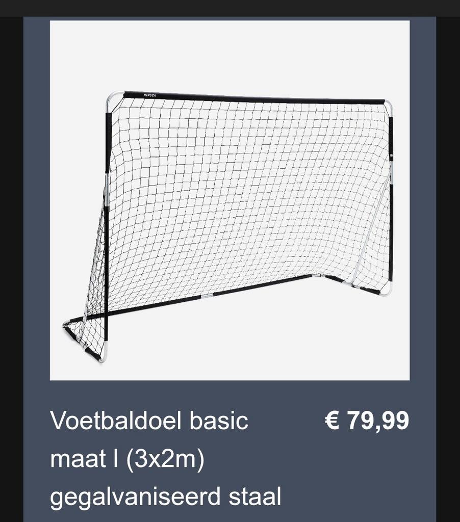 Kipsta Voetbaldoel Basic Maat L (3x2m) Gegalvaniseerd Staal, Ophalen of Verzenden, Nieuw, Overige typen