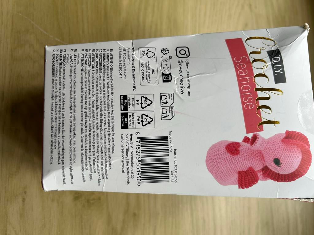 D.I.Y. Crochet Seahorse pakket, Ophalen of Verzenden, Nieuw, Haken, Overige typen