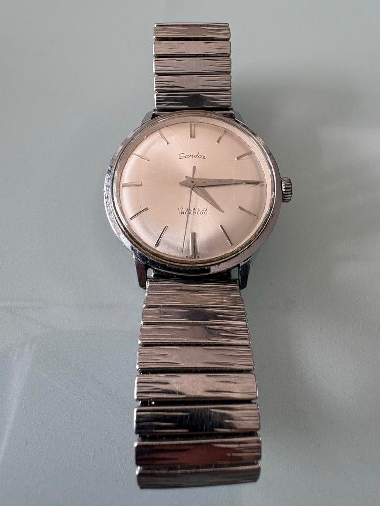 Sandoz horloge 17 jewels Incabloc, Overige merken, Gebruikt, Staal, Polshorloge