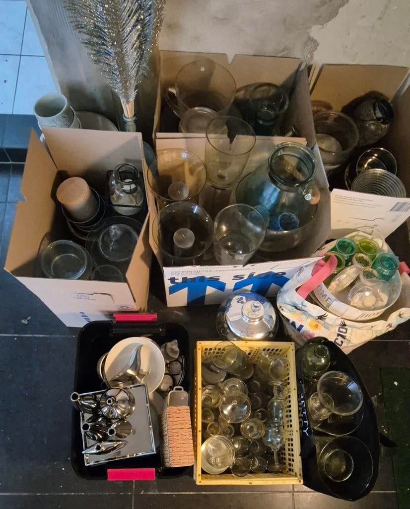 Diversen vazen glaswerk servies enc, Diversen, Rommelmarktspullen, Ophalen, Gebruikt