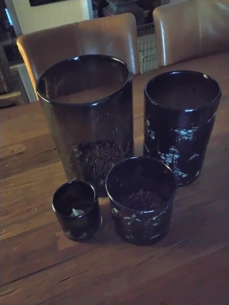 Puur windlichten set met metal chips, Huis en Inrichting, Woonaccessoires | Kandelaars en Kaarsen, Ophalen of Verzenden, Overige materialen