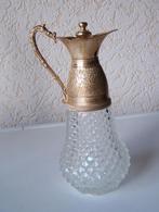 Mini karaf met zilverkleurige schenktuit/handvat., Antiek en Kunst, Antiek | Glas en Kristal, Ophalen of Verzenden