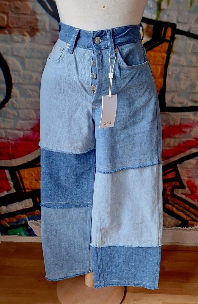 Rails Denim The Getty Crop Patchwork Jeans Maat 23, Kleding | Dames, Broeken en Pantalons, Ophalen of Verzenden