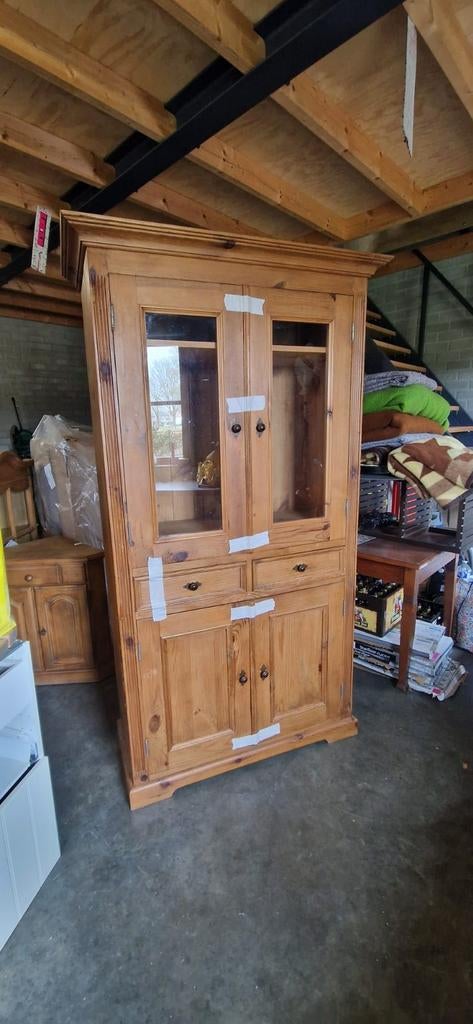 Mooie houten vitrinekast 112x48x200 cm, Ophalen, Gebruikt, Glas, Klassiek