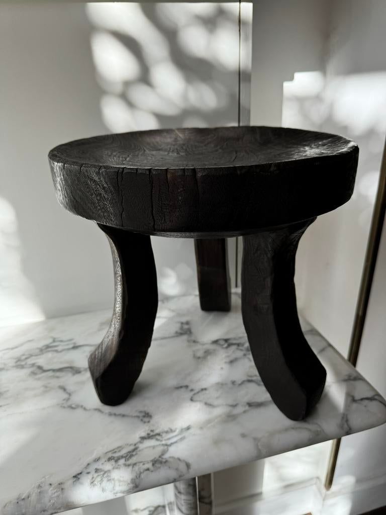 Prachtige mango houten kruk uit 1 stuk hout, Minder dan 45 cm, Minder dan 55 cm, Rond, Ophalen of Verzenden