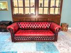 Chesterfield bank oxblood rood geknoopte zitting, Ophalen of Verzenden, Zo goed als nieuw, Rechthoekig, Leer