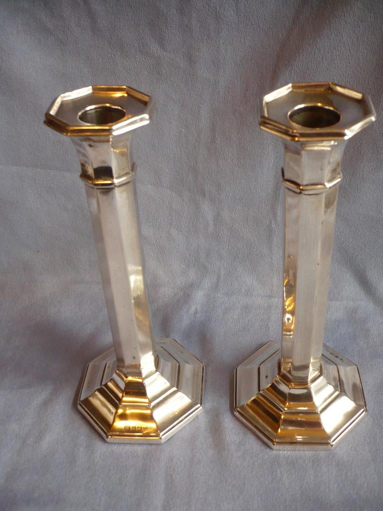 Schitterend puntgaaf stel antieke zilveren kandelaars, Antiek en Kunst, Ophalen of Verzenden, Zilver