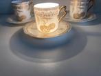 Antieke Mokka Kopjes Eierschaal Porselein met Gouden Decor, Antiek en Kunst, Ophalen of Verzenden