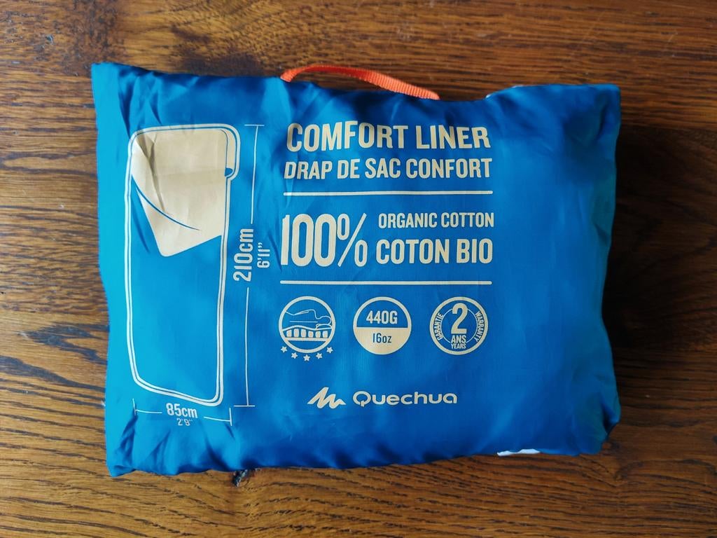 Quechua katoenen reis slaapzak laken voor 1 persoon, Caravans en Kamperen, Ophalen of Verzenden, Zo goed als nieuw