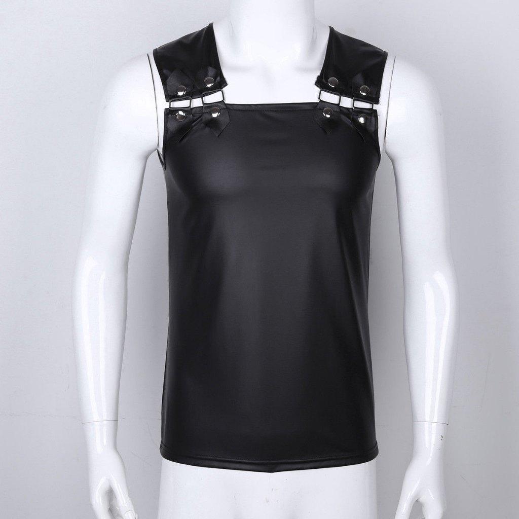 Zwart leren heren overal shirt / wetlook sexy lak gay mannen, Verzenden, Nieuw, Overige maten, Overige thema's