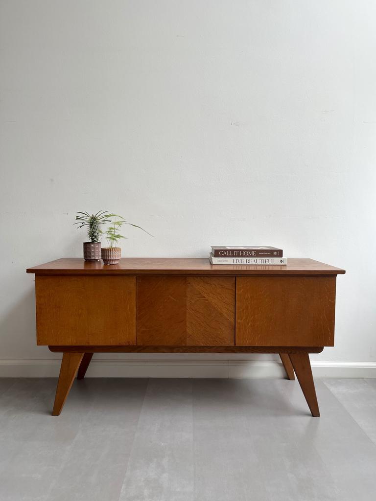 Vintage teakhouten kastje, jaren 60/midcentury, Ophalen, Gebruikt, 100 tot 150 cm, Sixties, retro, jaren 60, midcentury