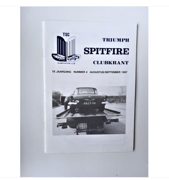 triumph spitfire clubblad nr.4 uit 1987, Ophalen of Verzenden, Zo goed als nieuw, Overige merken, TSC