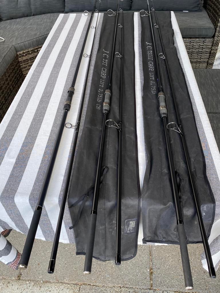 3x JC karperhengels 12ft 2.75lb, Watersport en Boten, Ophalen, Gebruikt, Werphengel
