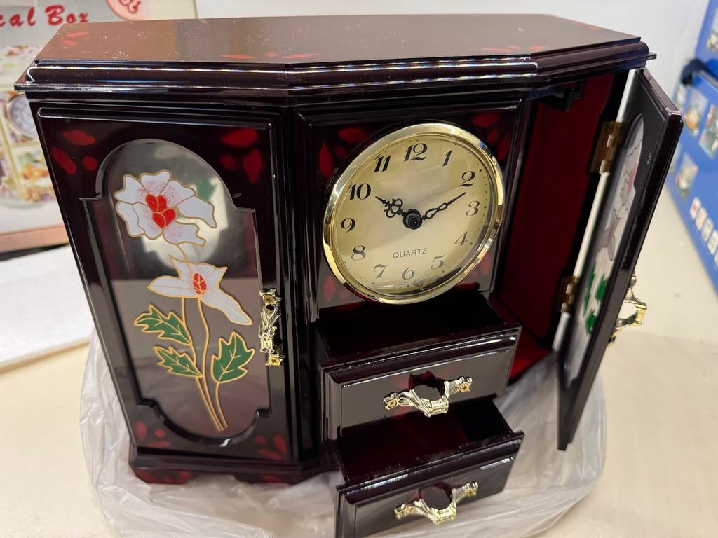 Juwelendoos met Klok, muziek en Lades, Sieraden, Tassen en Uiterlijk, Beautycases, Ophalen, Nieuw