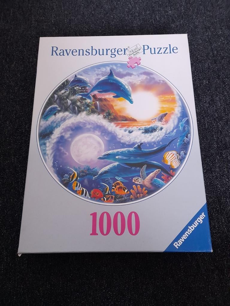 Ravensburger Dolfijnen Puzzel 1000 stukjes - Rond 67,5 cm, Ophalen of Verzenden, 500 t/m 1500 stukjes, Zo goed als nieuw