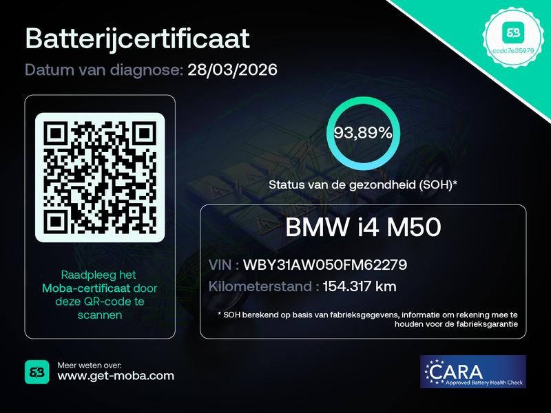 BMW i4 M50 High Executive 84 kWh- Performance Seats, Laser L, Auto's, BMW, Gebruikt, Huisgarantie, Zwart, 2190 kg