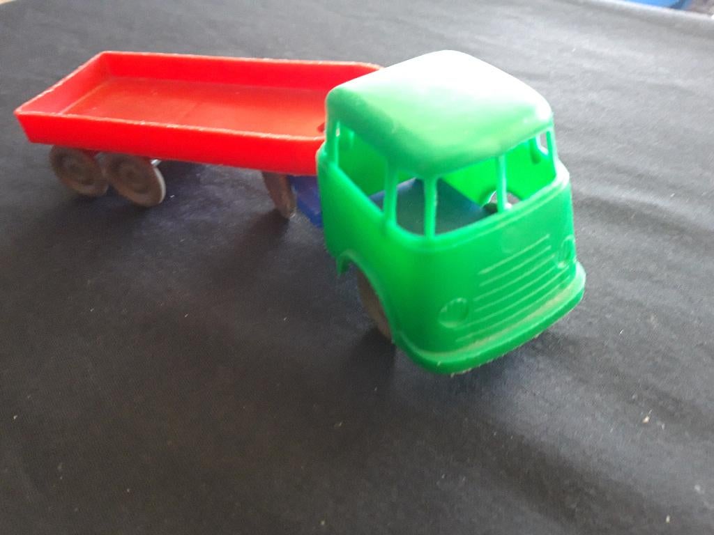 Jaren 50/60 plastic DAF vrachtwagen groen - rood, Ophalen of Verzenden, Gebruikt, Bus of Vrachtwagen