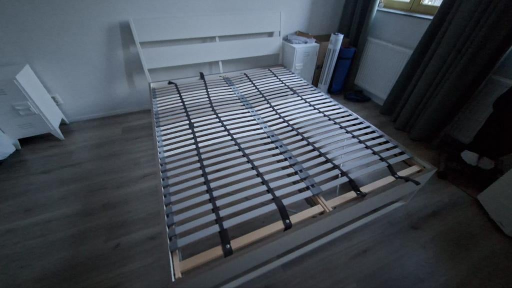 Ikea bed 160x200 met lattenbodem, Ophalen, Gebruikt, Wit, Tweepersoons