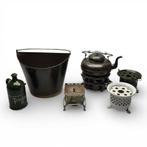 Lot diversen, o.a. koperen theestoof en emaille, Antiek en Kunst, Ophalen of Verzenden