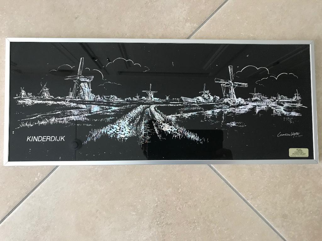 Molens Kinderdijk laserprint Werelderfgoed, Ophalen of Verzenden