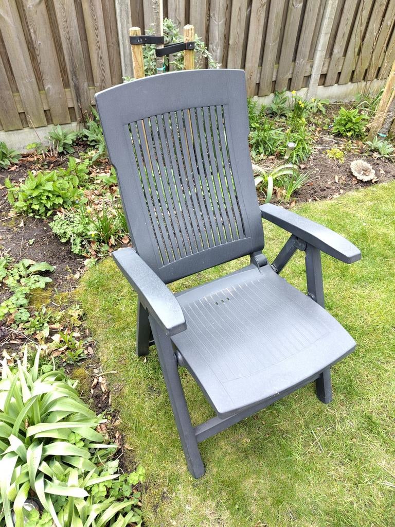 Tuinstoel standenstoel grijs antraciet, Tuin en Terras, Ophalen of Verzenden, Gebruikt, Kunststof