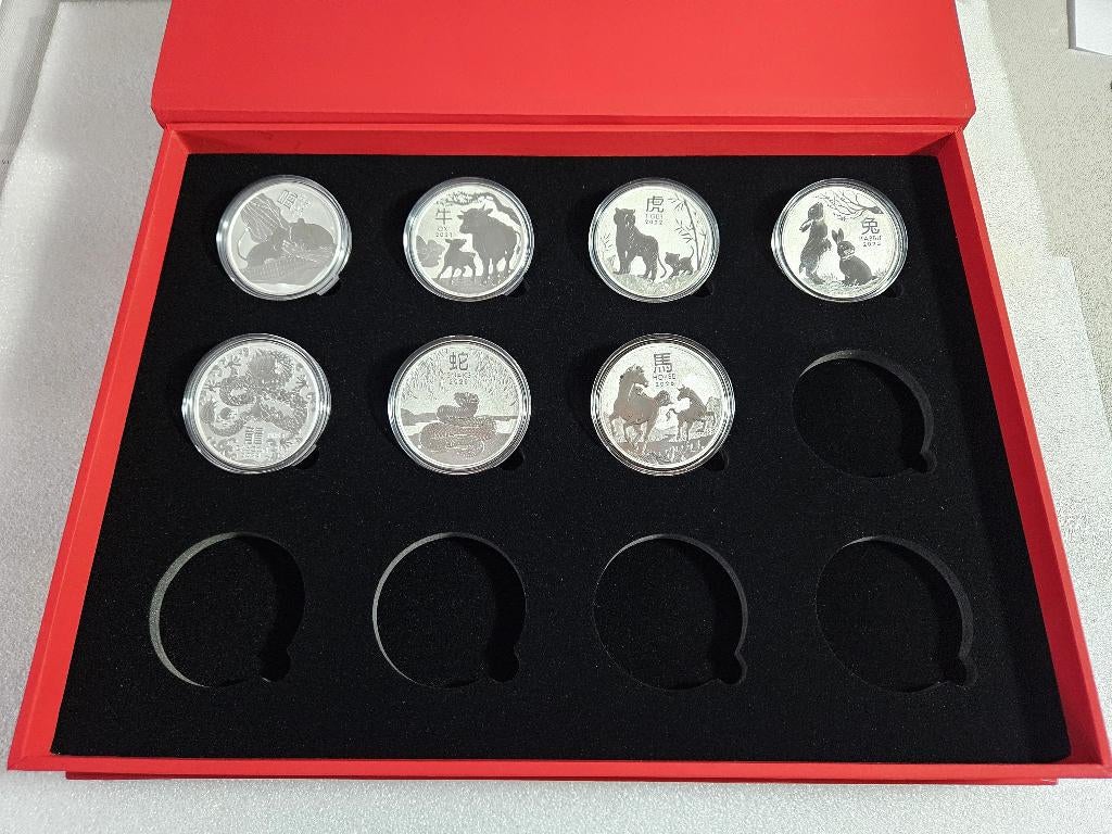 (BOX 1) AUSTRALIA LUNAR III 2020 t/m 2026 is 7X ONE OUNCE, Ophalen of Verzenden, Setje, Zilver
