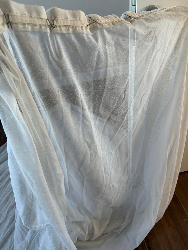 Witte transparante gordijnen (2 stuks), Ophalen, Gebruikt, 100 tot 150 cm, 200 cm of meer