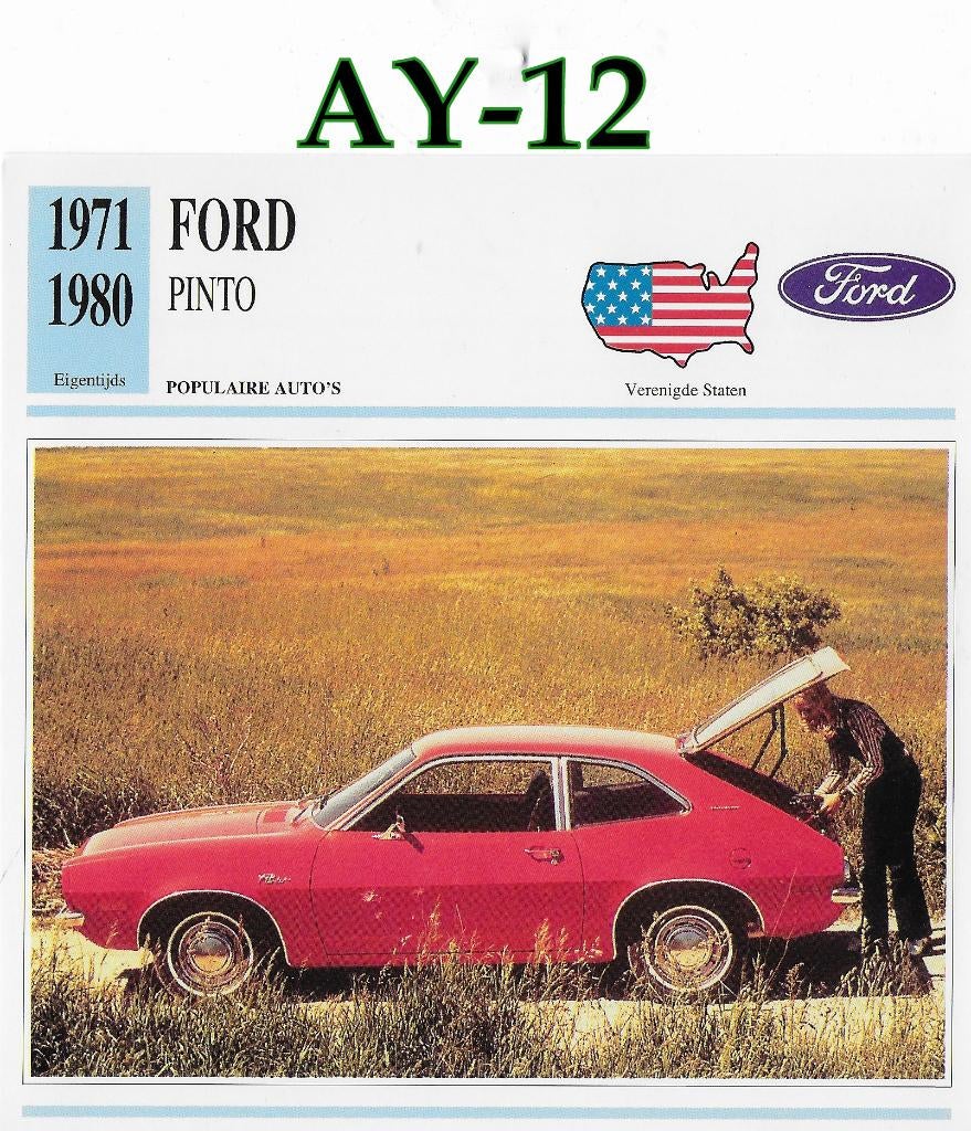Ay12 autokaart ford pinto ( 1971 - 1980 ), Ophalen of Verzenden, Zo goed als nieuw, Overige typen