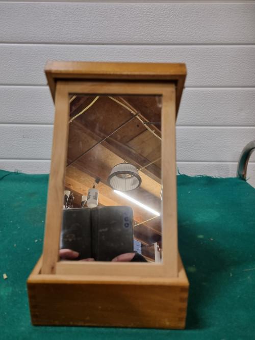 scheerkist met spiegel vintage met inhoud, Antiek en Kunst, Ophalen of Verzenden