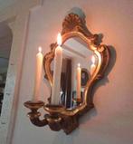 Antieke Houten Wandspiegel Kandelaar/Spiegel met Kaarshouder, Ophalen of Verzenden, Minder dan 50 cm