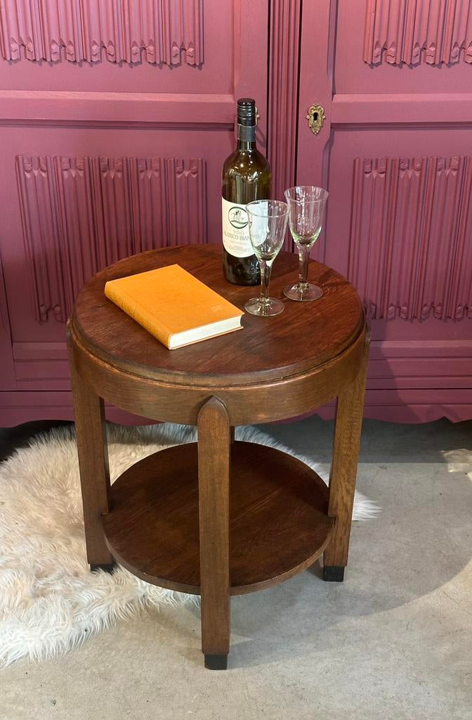 Brocante wijntafeltje - bijzettafeltje- hout - landelijk, Antiek en Kunst, Antiek | Meubels | Tafels, Ophalen