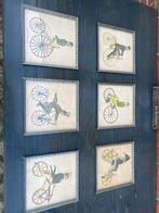 Set van 6 oude ingelijste fiets prints 22,5X23CM, Antiek en Kunst, Ophalen of Verzenden