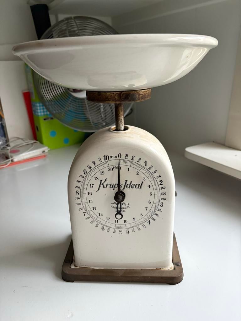 Antieke Krups Ideal Keukenweegschaal - Vintage Wit, Ophalen