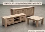 Woonkamer set eiken look – dressoir, TV-meubel & salontafel, 50 tot 100 cm, Zo goed als nieuw, 200 cm of meer, Minder dan 50 cm