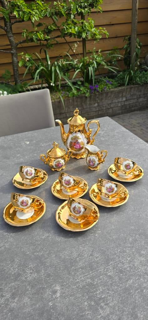 Prachtig Bavaria Schaller Wiesau servies, goudkleurig, Antiek en Kunst, Antiek | Servies compleet, Ophalen of Verzenden