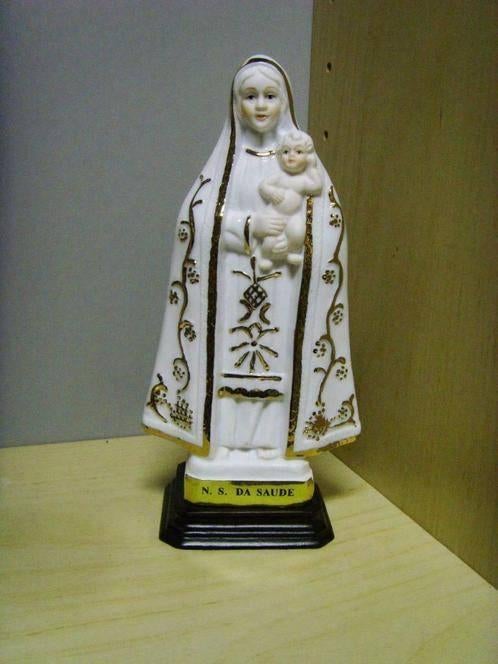 Mooi Beeldje van O.L. Vrouw der zieke wit met goud porselein, Ophalen of Verzenden, Zo goed als nieuw, Beeld(je), Christendom | Katholiek