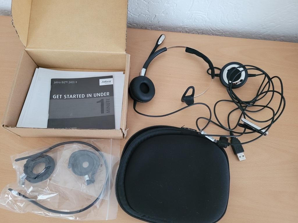 Jabra BIZ 2400 II USB Headset in doos, Volumeregelaar, Ophalen of Verzenden, Zo goed als nieuw, Jabra