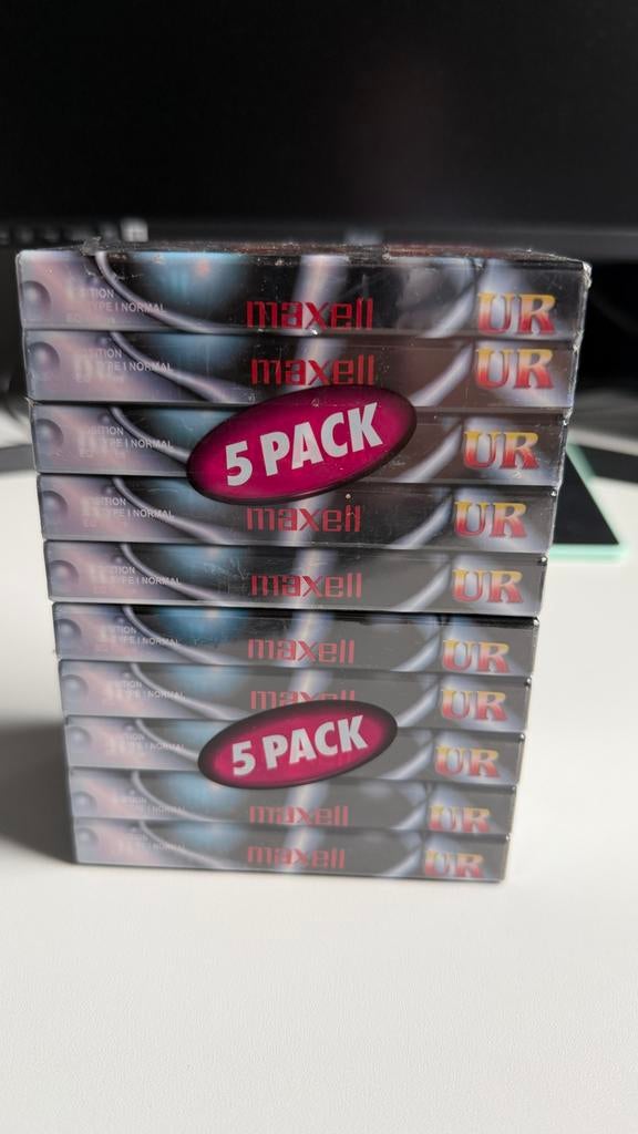 10 Maxell UR 90 minuten cassettebandjes, Cd's en Dvd's, Cassettebandjes, 2 t/m 25 bandjes, Overige genres, Ophalen of Verzenden
