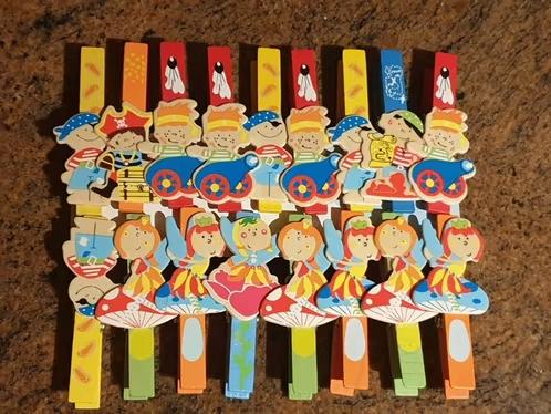 17x leuke afbeeldingen op houten knijpers Piraten en elfjes, Ophalen of Verzenden, Zo goed als nieuw, Mens