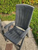4 grijze kunststof verstelbare tuinstoelen, Ophalen, Gebruikt, Kunststof, Verstelbaar