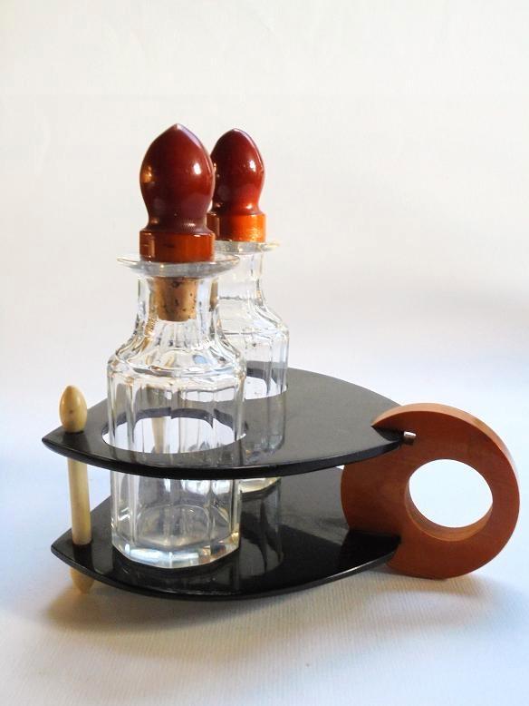 Art Deco olie- en azijnstel, Antiek en Kunst, Antiek | Glas en Kristal, Ophalen of Verzenden