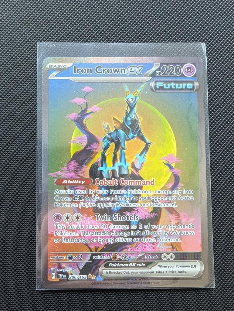 Iron Crown ex 206/162 - Pokémon TCG - Nieuwstaat, Ophalen of Verzenden, Zo goed als nieuw, Losse kaart, Foil